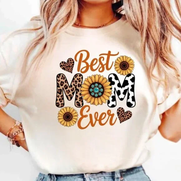 Best Mom Ever Shirt Sunflower Mom Tee Cute Mother’s Day Gift - Picture 1 of 3